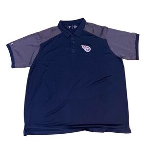 Tennessee Titans Antigua NFL Polo Shirt Navy Blue 3XLT Striped Sleeve Golf